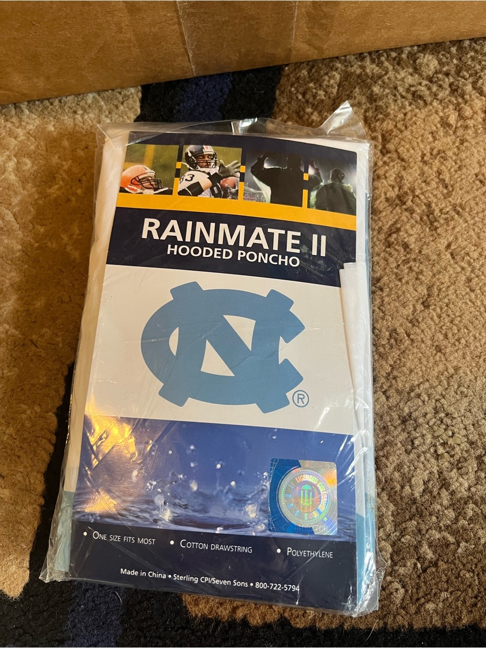 Rainmate II Hooded Poncho – White with Light Blue Logo
